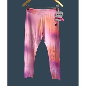 HURLEY-YOUTH GIRLS HIGH RISE ELASTIC WAISTPINK TYEDYE LEGGINGS SIZE X-LARGE- NWT